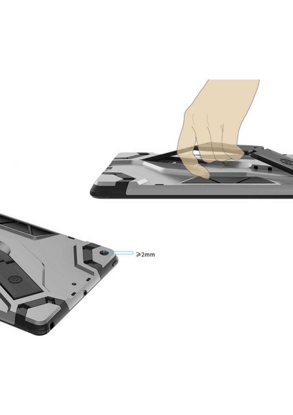 Apple iPad 7/8. Nesil Kılıf 10.2" Darbeye Dayanıklı Defens Silikon Tablet Arka Kapak Gri - Siyah modelleri