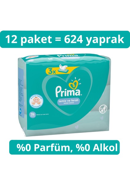 Islak Havlu Mendil Temiz Ferah 12'li 624 Yaprak