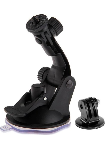 GP71A Eken Sjcam Gopro Aksiyon Kameralarla Uyumlu Tripod Bağlantı Aparatlı Vakumlu Cam Vantuz Tutucu 2 Parçalı Set