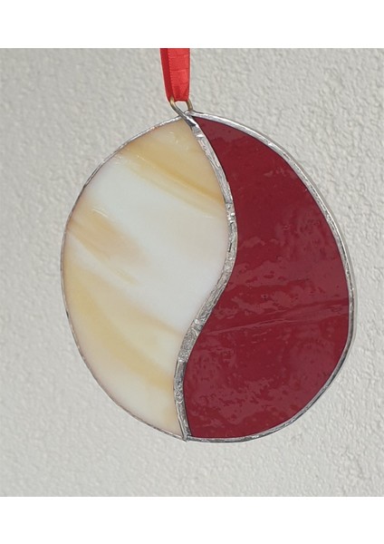 Kırmızı,beyaz Cam Vitray 12X11CM