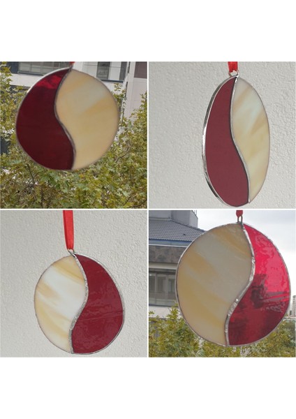 Kırmızı,beyaz Cam Vitray 12X11CM indirimleri