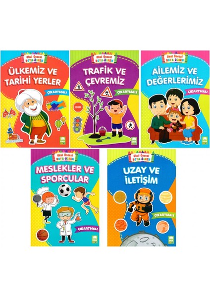Okul Öncesi Boya Öğren Seti Çıkartmalı 5 Kitap Takım Çocuk