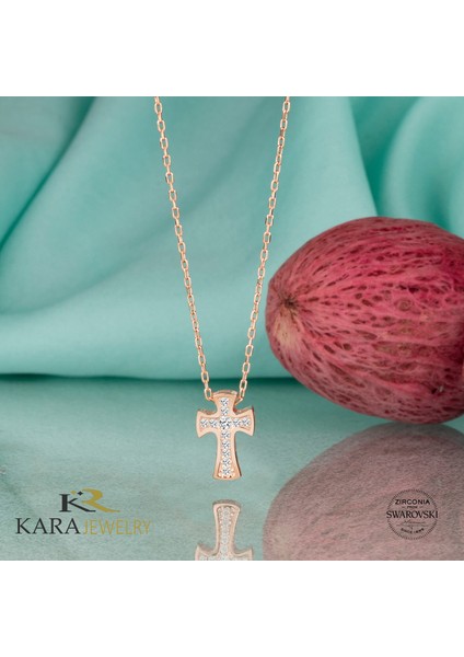 Gümüş Swarovski Taşlı Haç Temalı Rose Kaplama Kadın Kolye fiyatları
