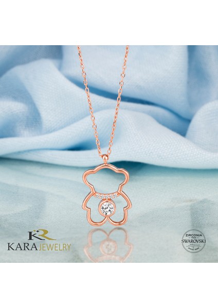 Gümüş Swarovski Taşlı Ayıcık Temalı Rose Kaplama Kadın Kolye fiyatları