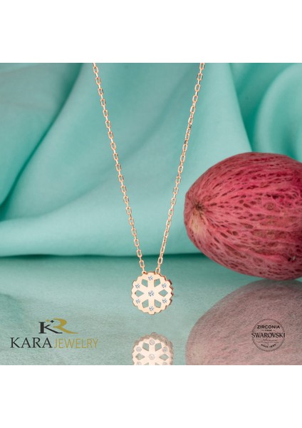 Gümüş Swarovski Taşlı Kar Tanesi Temalı Rose Kaplama Kadın Kolye fiyatları