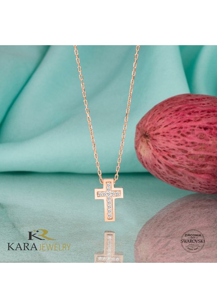 Gümüş Swarovski Taşlı Haç Temalı Rose Kaplama Kadın Kolye fiyatları