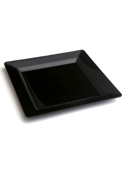 Kare Plastik Siyah Tabak 22 cm tek kullanımlık, al at tabak. Organizasyon, party, doğum günleri ve piknik organizasyon tabakları.