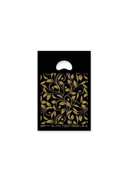 Siyah-Altın Desenli Mini Hışır Çanta Poşet 14 Mic 30 x 45 cm 100'LU