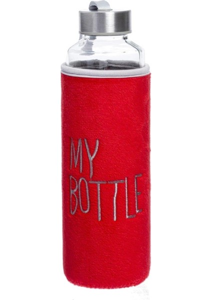 Kılıflı Cam Matara 470 ml Kırmızı