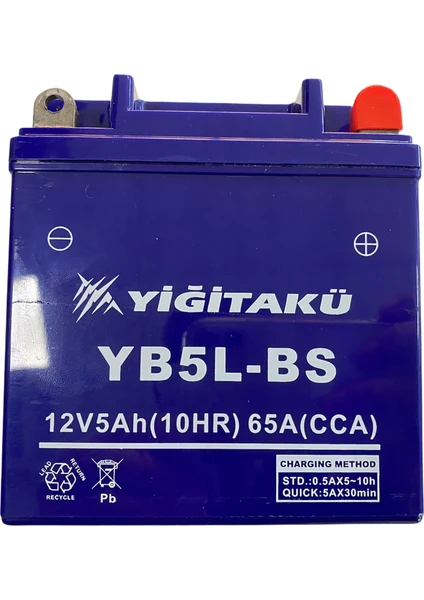 Yiğit Akü Motorsiklet Aküsü 12 V 5 Ah YB5L Yiğit Akü  Boyut Ölçüleri 119*60*129CM