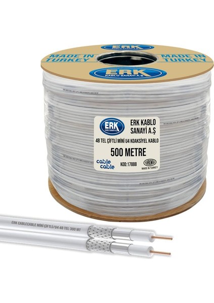 Cable Cable RG58 U4 Mini Çiftli Anten Kablosu  -500M