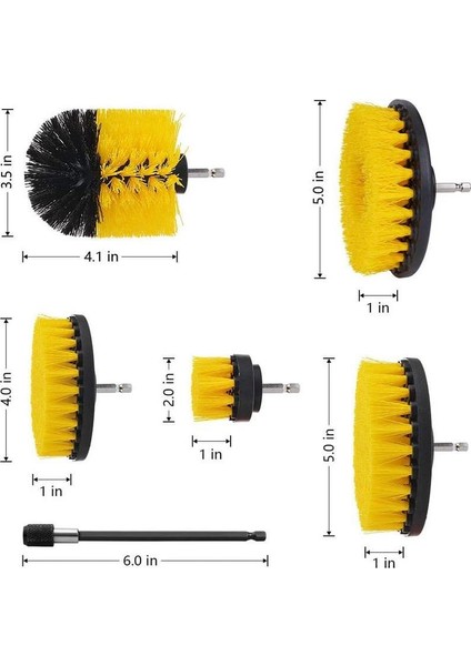 Matkap Uyumlu Uzatma Aparatlı Temizleme Fırça Seti 5'li