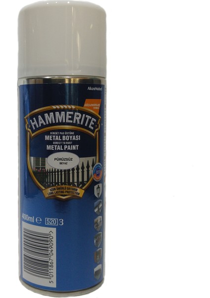 Hammerite Direkt Pas Üstü Pürüzsüz Metal Boyası Sprey Beyaz 400 Ml