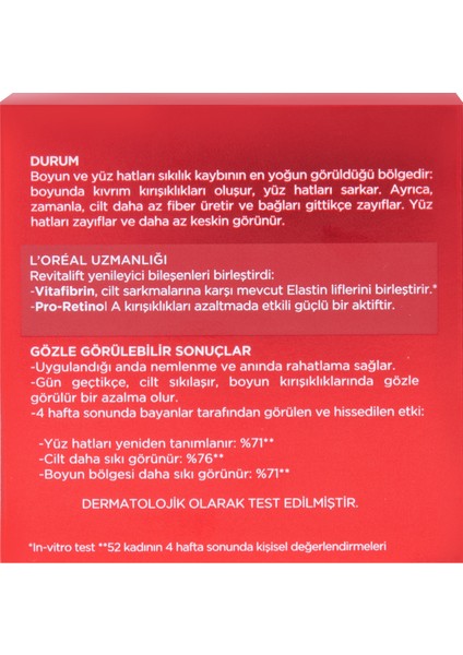 Revitalift Yüz Hatlar ve Boyun Yenileyici Krem