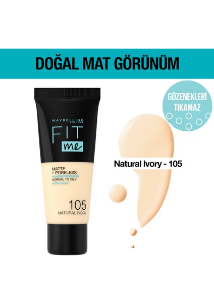 Maybelline New York Fit Me Matte Fondöten -105 Natural Ivory