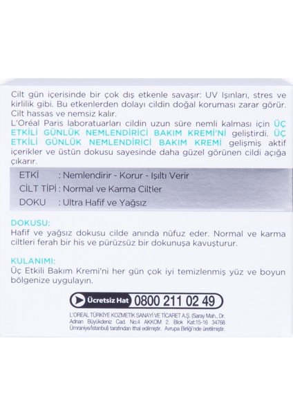 3 Etkili Günlük Bakım Kremi Normal Ve Karma Ciltler 50ml