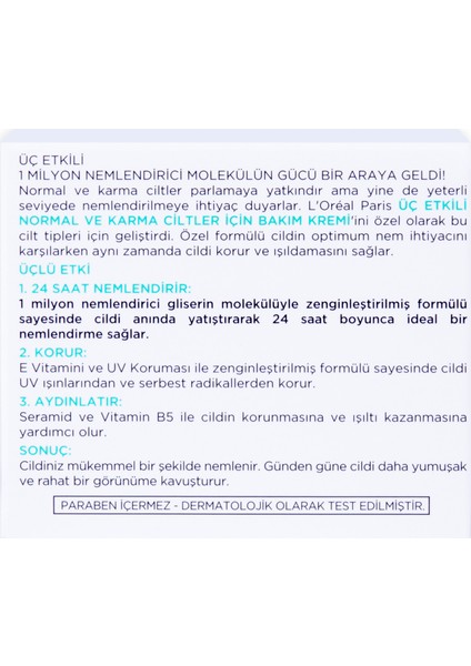 3 Etkili Günlük Bakım Kremi Normal Ve Karma Ciltler 50ml