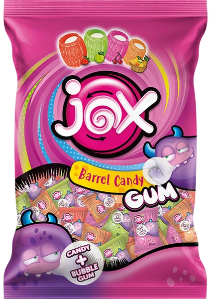 JOX GUM Bonbon Meyve Aromalı Sakız Dolgulu Bonbon Şeker (5 G X200 Adet)