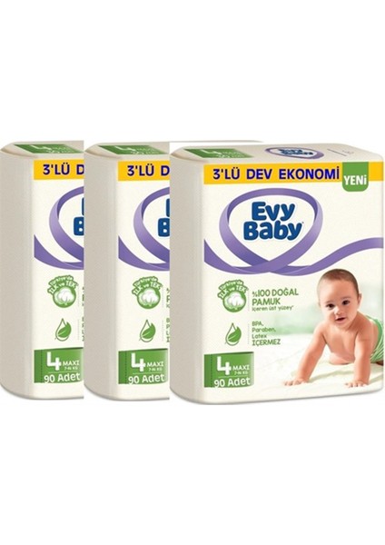 Evy Baby Bebek Bezi Maxi 4 Beden 3 x 90'lı