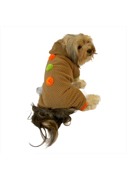 Trio Flower Brown Köpek Tulumu Köpek Kıyafeti XXL