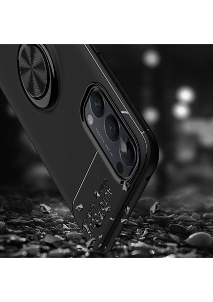 Oppo Reno 4 Kılıf Ultra Korumalı Yüzüklü Manyetik Ravel Silikon Lacivert