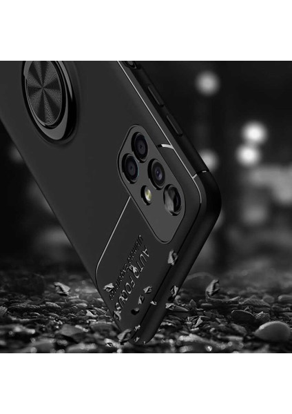 Samsung Galaxy M51 Kılıf Ultra Korumalı Yüzüklü Manyetik Ravel Silikon + Cam Ekran Koruyucu Siyah - Mavi indirimleri