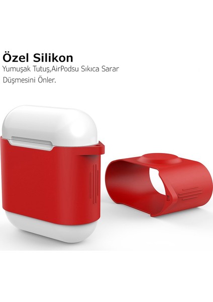 AirPods Kılıf Koruyucu Case Silikon Mat Mıknatıslı Kemer Klips PT09