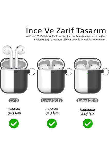 AirPods Kılıf Koruyucu Case Silikon Paslanmaz Kemer Klips PT06-F