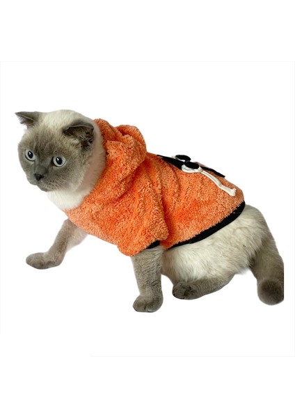 Orange Black Bunny Kapsonlu Sweatshirt Kedi Süeteri Kedi Kıyafeti L