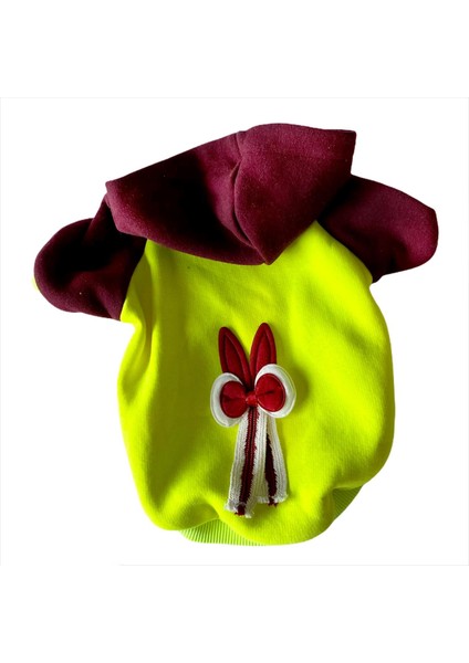 Bunny Bordo Fosfor Kapşonlu Sweat By Kemique Köpek Kazağı XL modelleri