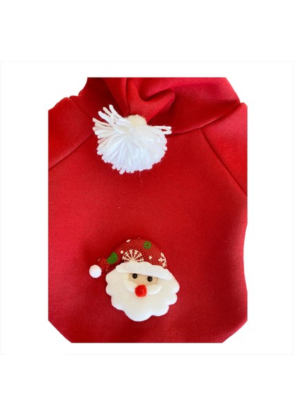 Santa Neo Kapşonlu Polar Noel Yılbaşı Köpek Kıyafeti L