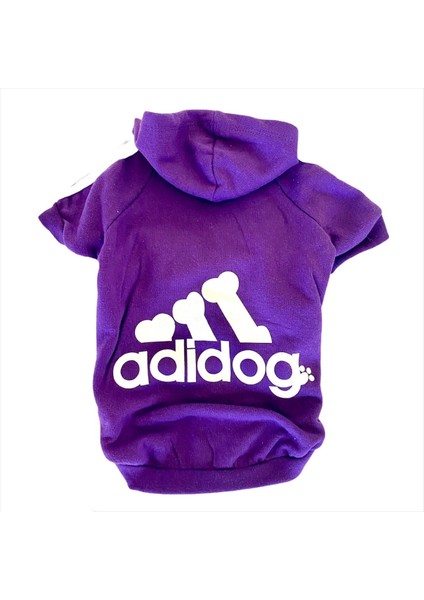 Mor Adidog Kapşonlu Köpek Sweatshirt Köpek Kazağı XL