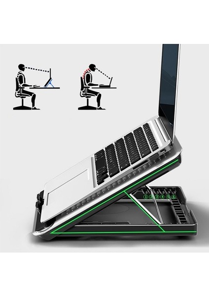 MC Q5 Ayarlanabilir Laptop-Notebook Stand Soğutuculu 2 USB Çıkışlı AL-32838