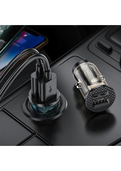 3.4A 17W Hızlı Şarj Şeffaf Mini Dual USB Araç Şarj Başlık AL-33001 fiyatları