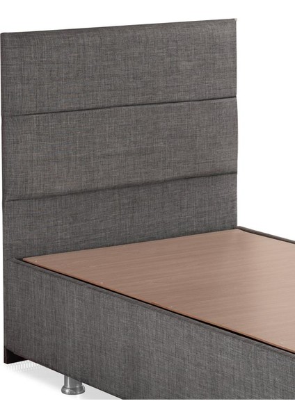 Niron Silver Başlık Tek Kişilik Yatak Başlığı - 120 cm Gri Keten Kumaş Başlık