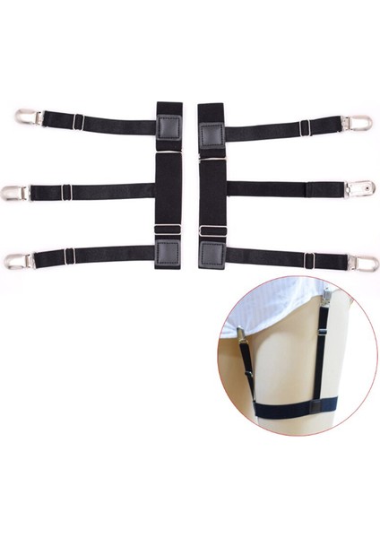 Unisex 2 Adet Metal Klipsli Gömlek Tutucu Askı Jartiyer (1 Çift)
