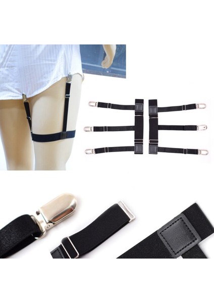 Unisex 2 Adet Metal Klipsli Gömlek Tutucu Askı Jartiyer (1 Çift)
