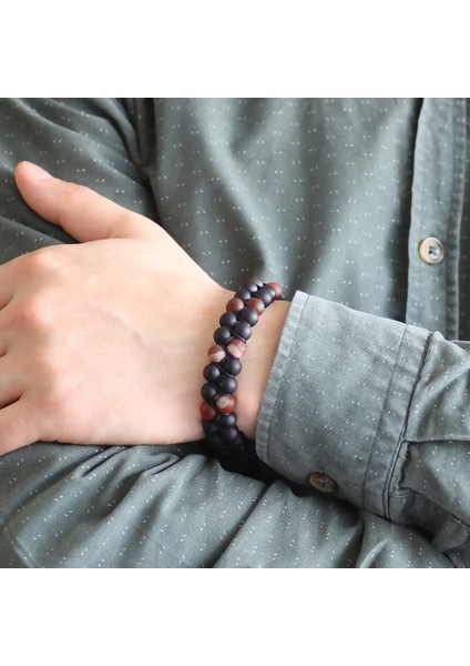 Makrome Örgü Çift Sıra Küre Kesim Oniks-Akik Doğaltaş Bileklik modelleri