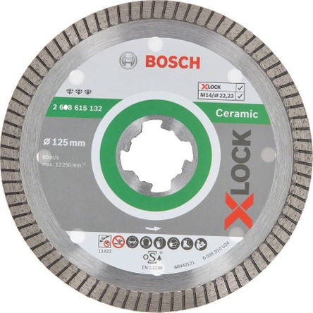 Bosch - X-Lock - Best Serisi Seramik Için, Extra Temiz Kesim Turbo Segman Elmas Kesme Diski 125 mm