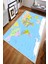 Kaymaz Dot Taban Yıkanabilir Dijital Baskı Dünya Haritası Tasarımlı Salon Halısı 80 x 100 1