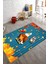 Kaymaz Dot Taban Yıkanabilir Dijital Baskı Çizgifilm Hayvanlar Çocuk Halısı 80 x 100 1