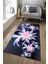 Kaymaz Dot Taban Yıkanabilir Dijital Baskı Modern Renkli Çiçekler Salon Halısı 80 x 100 1