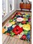 Kaymaz Dot Taban Yıkanabilir Dijital Baskı Gül Papatya Ve Sümbüller Salon Halısı 80 x 200 1