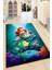 Kaymaz Dot Taban Yıkanabilir Dijital Baskı Deniz Kızı Ve Deniz Arkadaşları Tuzlu Su Çocuk Halısı 80 x 100 1