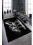 Kaymaz Dot Taban Yıkanabilir Dijital Baskı Siyah Beyaz At Çizimi Salon Halısı 80 x 100 1