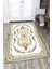 Kaymaz Dot Taban Yıkanabilir Dijital Baskı Altın Varaklı Çiçek Motifli Salon Halısı 80 x 100 1