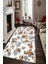 Kaymaz Dot Taban Yıkanabilir Dijital Baskı Oranj Detay Çiçekler Salon Halısı 80 x 250 1