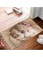 Kaymaz Dot Taban Yıkanabilir Dijital Baskı Kardeş Kediler Desenli Salon Halısı 80 x 100 1