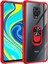 Xiaomi Redmi Note 9 Pro Kapak Şeffaf Yüzüklü Kenar Korumalı Standlı Kılıf - Kırmızı 1