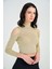 Omuz Basları Açık Balıkcı Yaka Bluz | BLZ14344 Bej 2